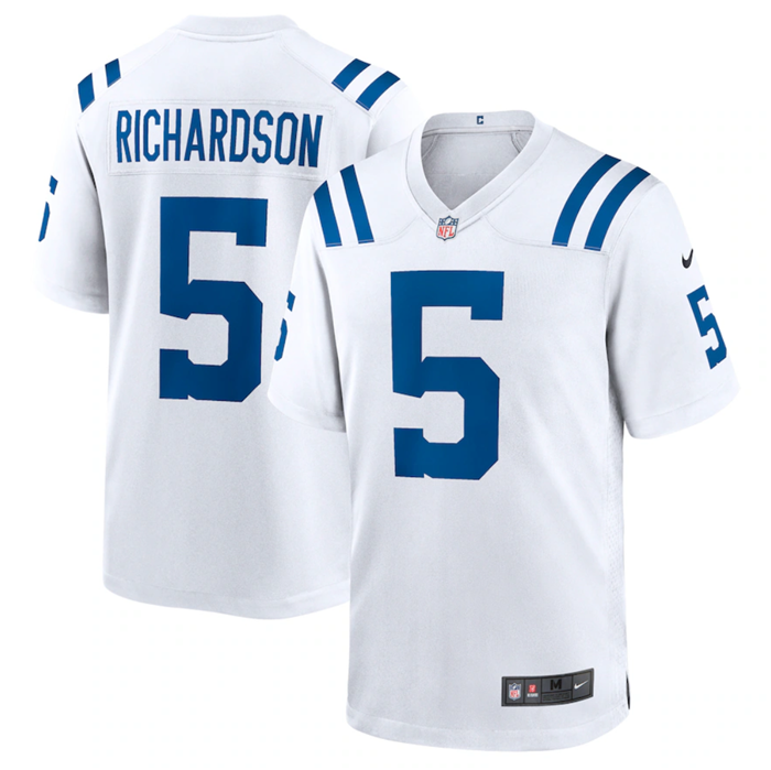 Men's Indianapolis Colts #5 Anthony Richardson White Stitched Game Jersey - Click Image to Close